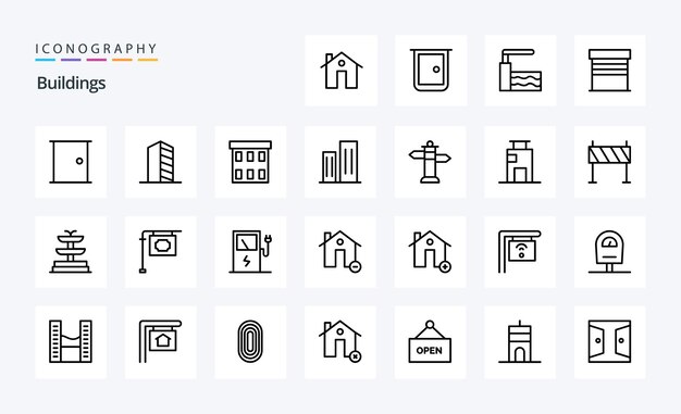 25 Buildings Line icon pack