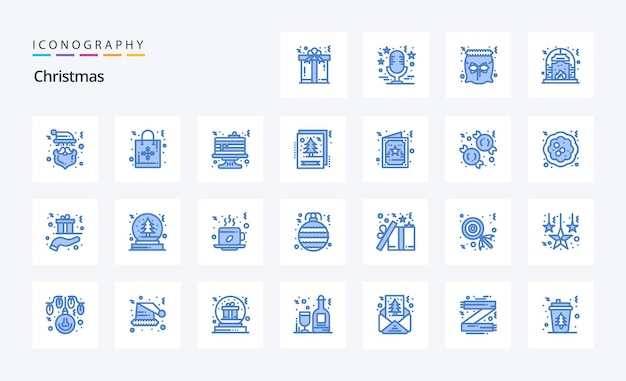 無料ベクター 25 クリスマス ブルー アイコン パック ベクトル アイコン イラスト