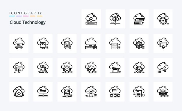 25 클라우드 기술 라인 아이콘 팩 벡터 아이콘 그림
