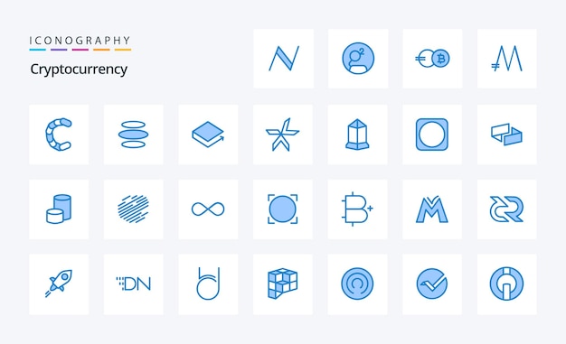 Free vector 25 cryptocurrency blue icon pack vector icons illustration