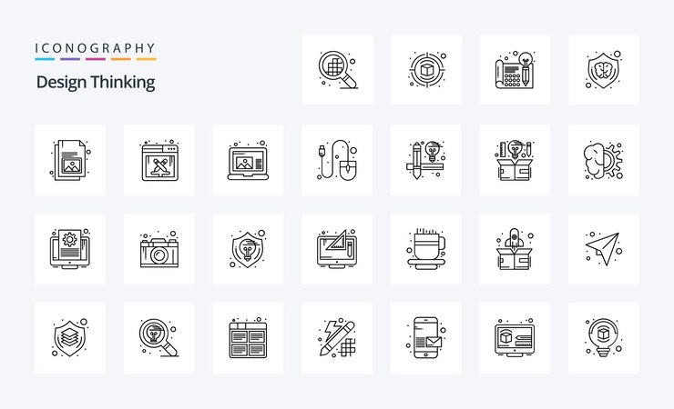 Free Vector 25 design thinking line icon pack vector icons illustration