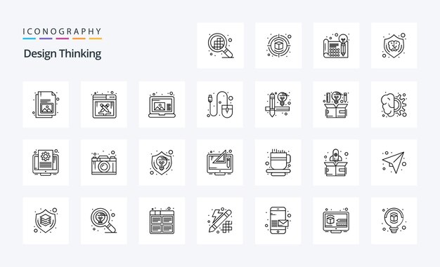 25 Design Thinking Line icon pack Vector icons illustration