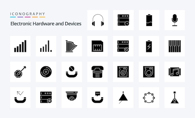 Free vector 25 devices solid glyph icon pack vector icons illustration