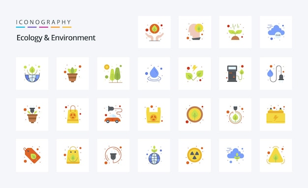 Free vector 25 ecology and environment flat color icon pack vector icons illustration