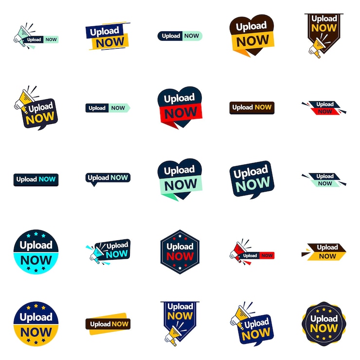 Free Vector 25 editable vector designs in the upload now bundle perfect for personalized marketing campaigns