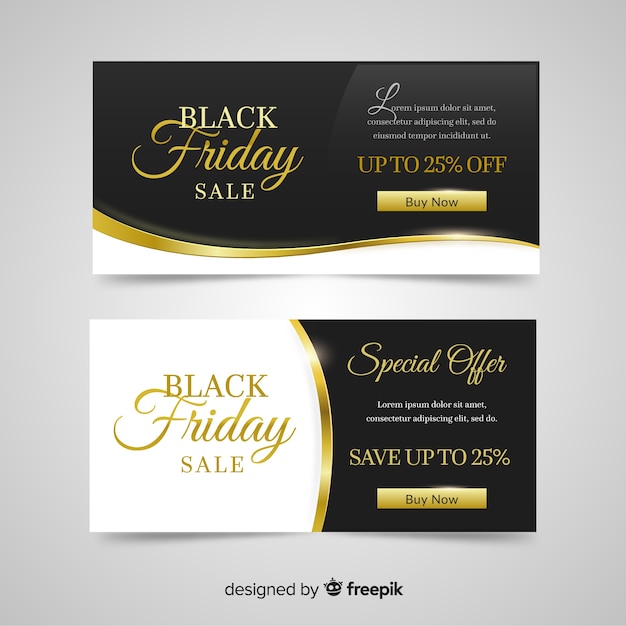 Free vector 25% elegant black friday discount banners