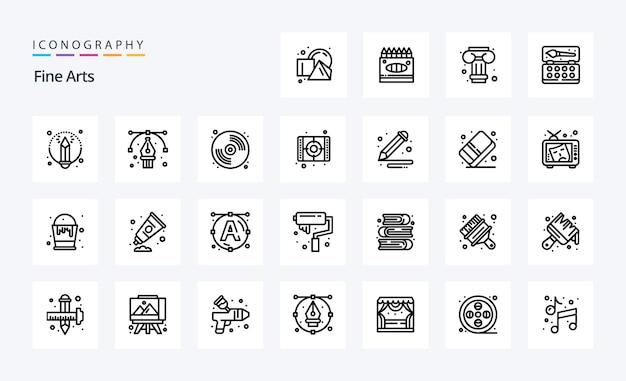 25 Fine Arts Line icon pack Vector icons illustration