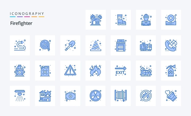 無料ベクター 25 消防士ブルー アイコン パック ベクトル アイコン イラスト