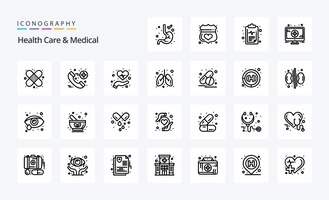 Vettore gratuito 25 pacchetto icone linea medica e sanitaria illustrazione delle icone vettoriali