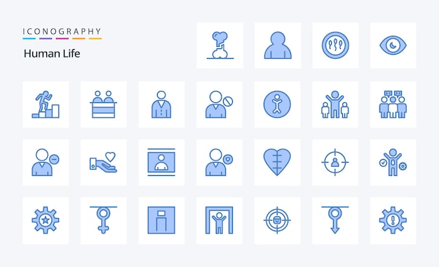 25 人間の青いアイコン パック ベクトル アイコン イラスト