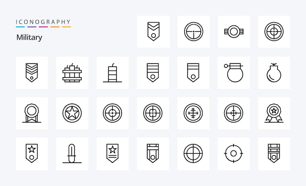 Free vector 25 military line icon pack