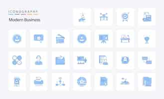 無料ベクター 25 現代ビジネス ブルー アイコン パック ベクトル アイコン イラスト
