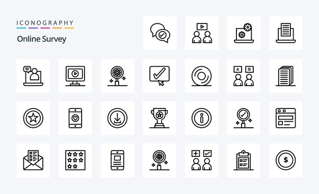 25 Online Survey Line icon pack