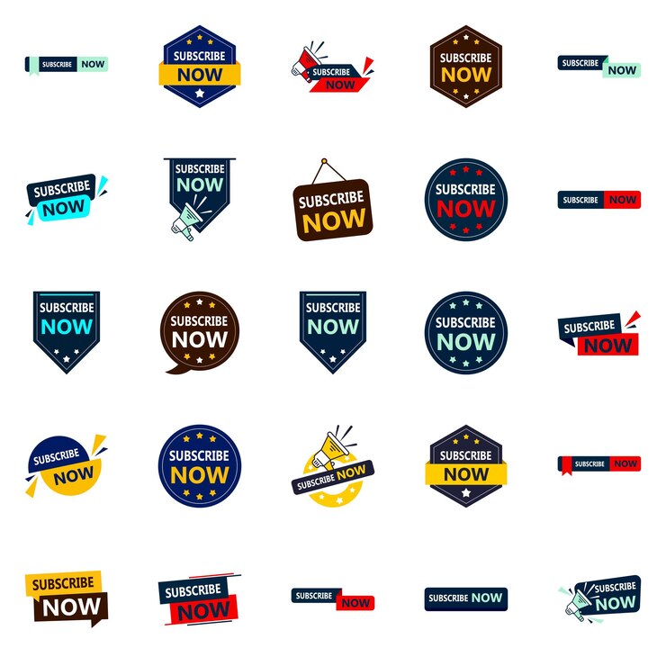 Free Vector 25 premium subscribe now banners for email and online marketing