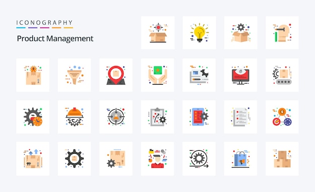 Free vector 25 product management flat color icon pack