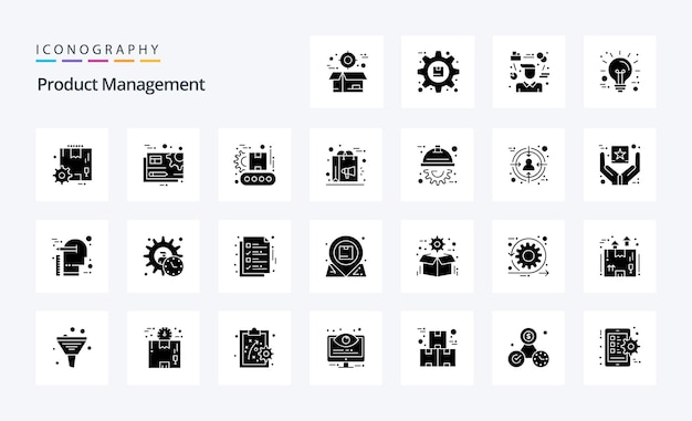 Free vector 25 product management solid glyph icon pack vector icons illustration