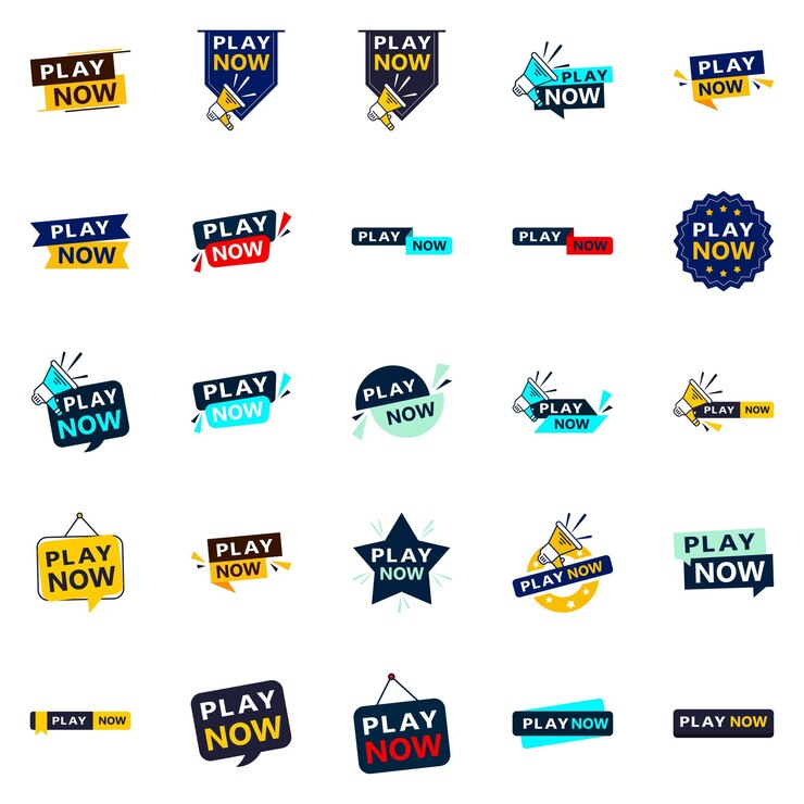 Free Vector 25 professional play now banners to take your business to the next level