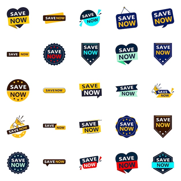 Free vector 25 professional typographic designs for a polished savings campaign save now