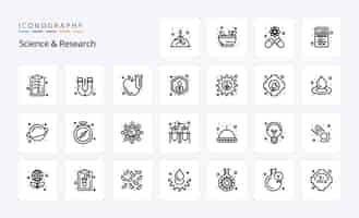 Free vector 25 science line icon pack vector icons illustration