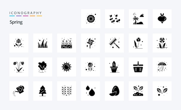 25 Spring Solid Glyph icon pack Векторные иконки иллюстрации