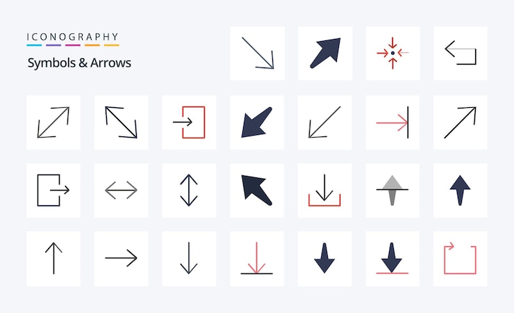 Free Vector 25 symbols arrows flat color icon pack vector icons illustration