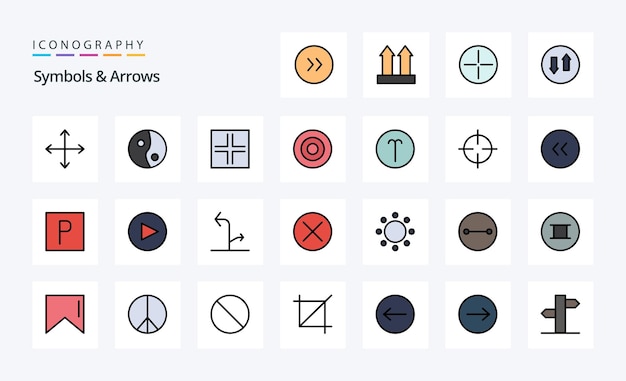 Free vector 25 symbols arrows line filled style icon pack vector iconography illustration