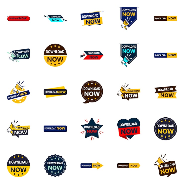Free Vector 25 unique download now banners for your business