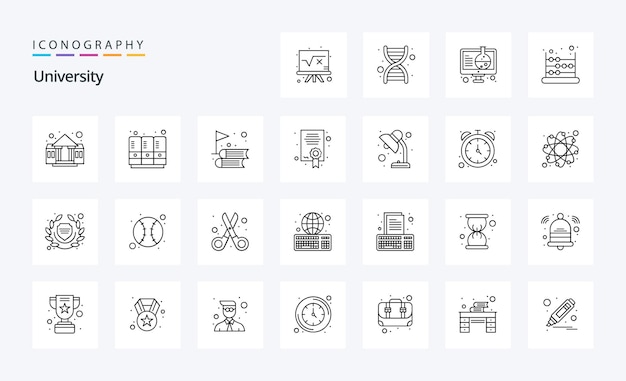 Free vector 25 university line icon pack