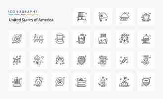 Free vector 25 usa line icon pack