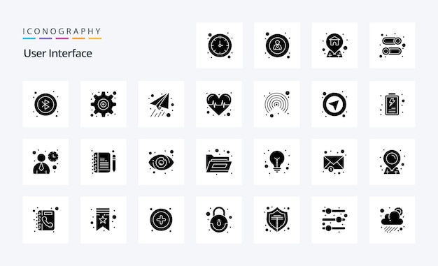 Free vector 25 user interface solid glyph icon pack