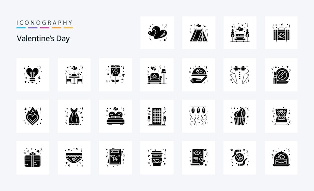 25 バレンタインデー ソリッド グリフ アイコン パック ベクトル アイコン イラスト