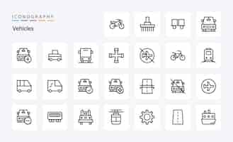 Free vector 25 vehicles line icon pack vector icons illustration