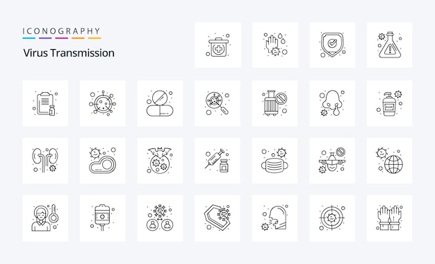 25 Virus Transmission Line icon pack Vector icons illustration