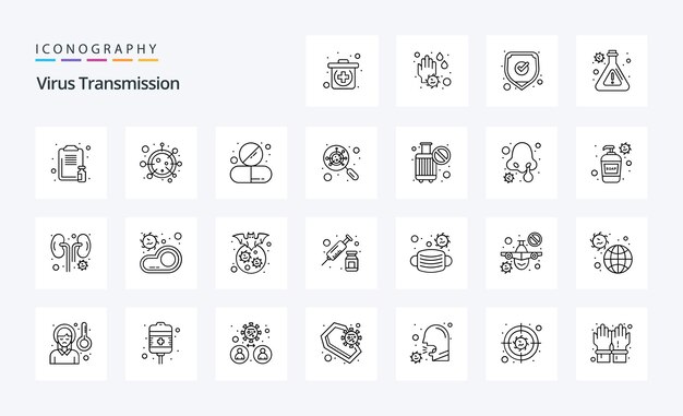 25 Virus Transmission Line icon pack Vector icons illustration