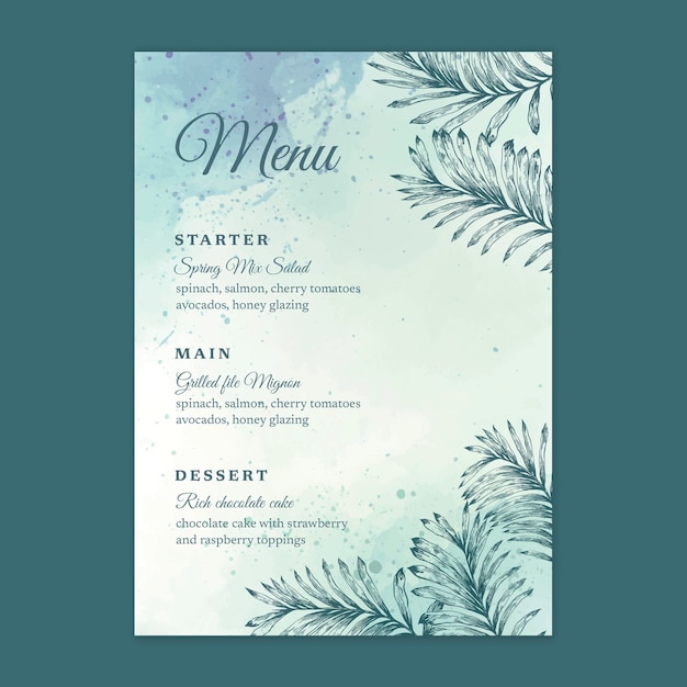 25 years anniversary menu template