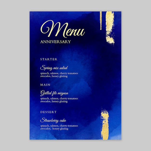 25 years anniversary menu