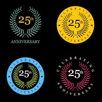 25 years celebrating laurel wreath in different colors