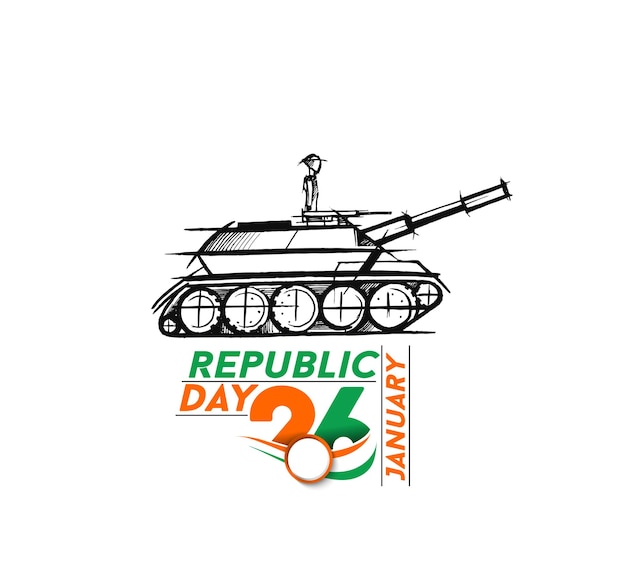 26 января День Республики Индии, плакат или знамя вооруженных сил Индии.
