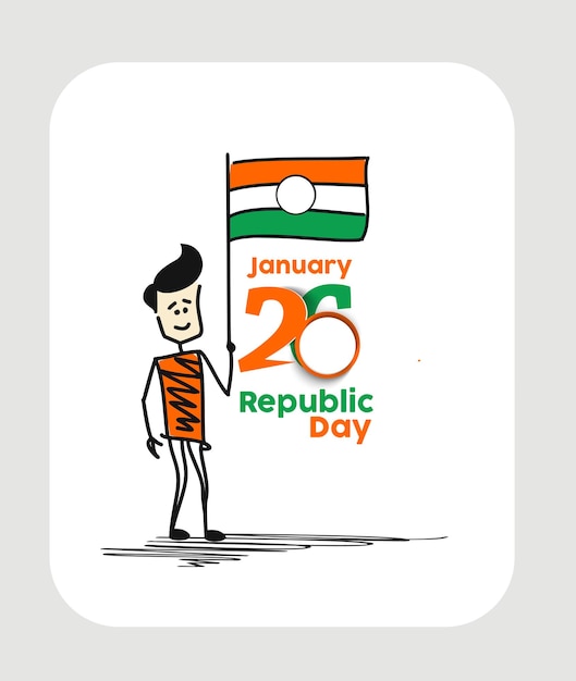 26 january Republic day concept a boy with hand holding indian flag