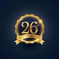 Free vector 26th anniversary, golden edition