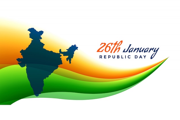 インドの地図と26 1月共和国記念日バナー