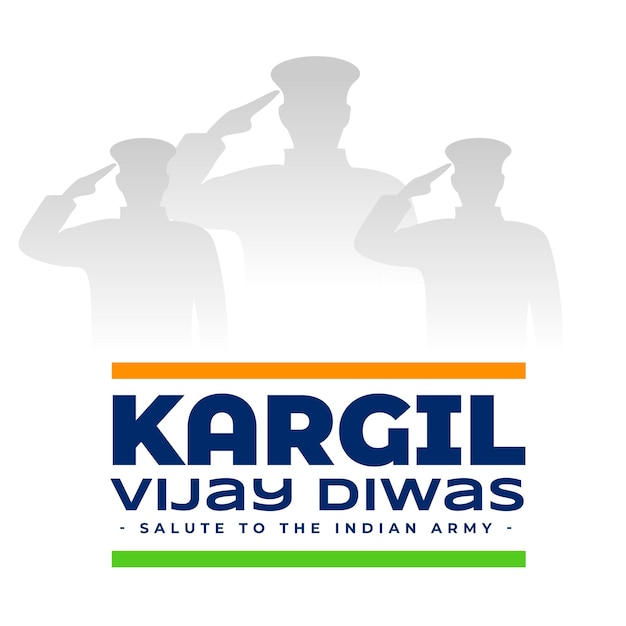 Free vector 26th july kargil victory day background with warrior saluting silhouette