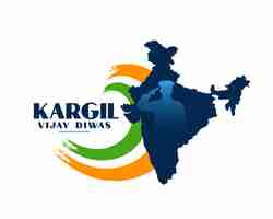 Free vector 26th july kargil vijay diwas celebration background with indian map