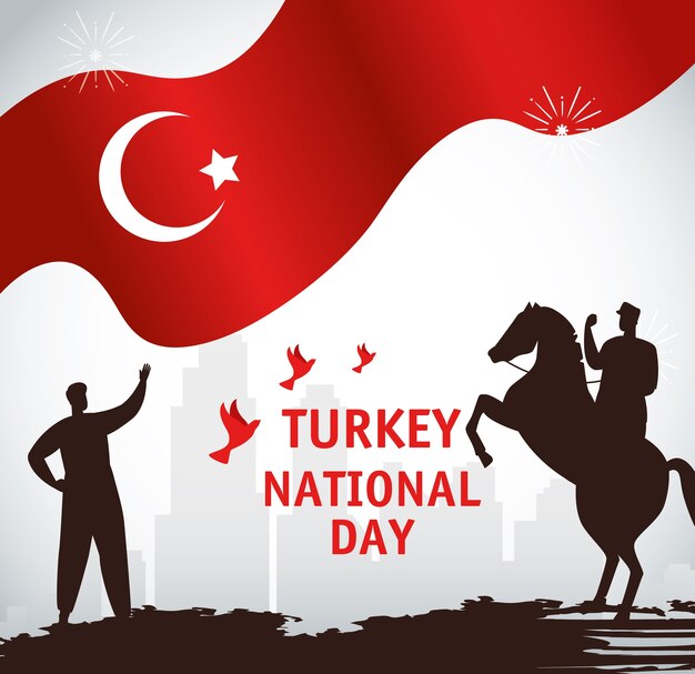 Premium Vector 29 october republic day turkey with people and war planes