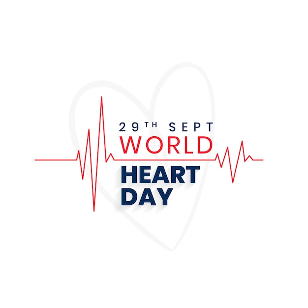 Sfondo della giornata internazionale del cuore del 29 settembre con il vettore di disegno del battito cardiaco