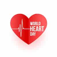 Free vector 29th september world heart day pulse poster in paper style vector