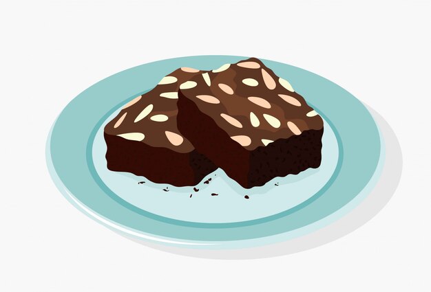 ブラウニーケーキのスライス プレミアムベクター