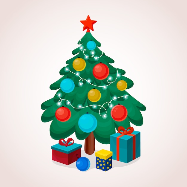 Free vector 2d christmas tree illustration