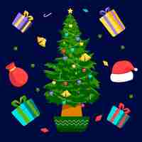 Free vector 2d christmas tree with gifts