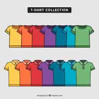 Vettore gratuito collezione di t-shirt colorata 2d con stile disegnato a mano